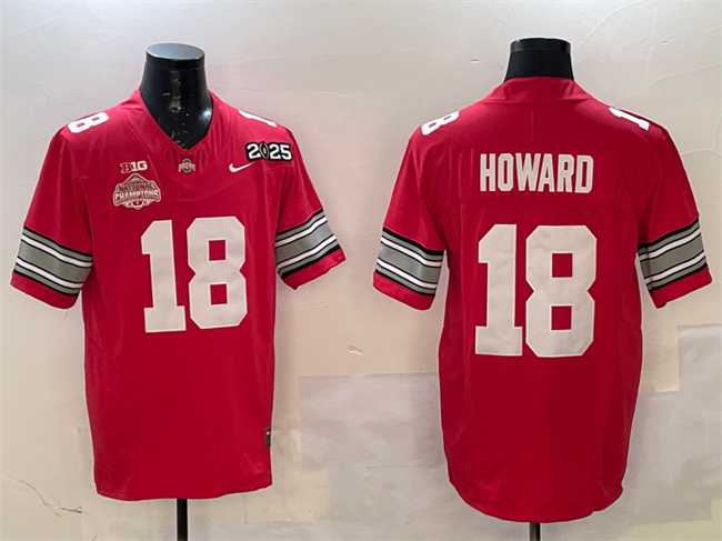 Men's Ohio State Buckeyes #18 Will Howard Red 2025 CFP Final With National Champions Patch F.U.S.E. Vapor Limited Stitched Jersey,We sell and wholesale Men's Ohio State Buckeyes #18 Will Howard Red 2025 CFP Final With National Champions Patch F.U.S.E. Vapor Limited Stitched Jersey on line form chian!